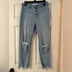 HIDDEN High-Waisted Distressed Light Blue Jeans